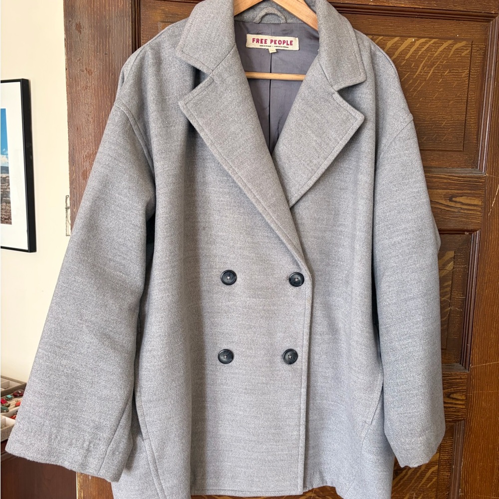 Free People Oversized Charcoal Pea Coat